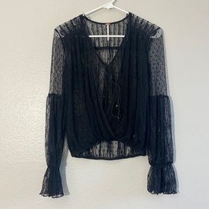 💜NWOT💜 Free People Sheer Lace Layered Blouse